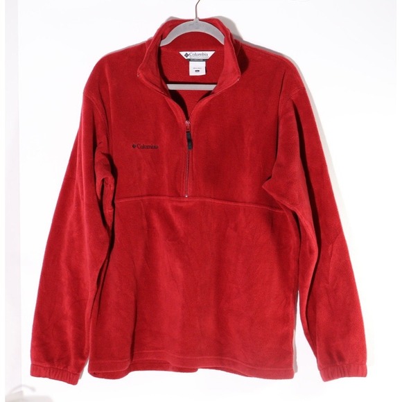 Columbia Men's Red Fleece 1/2 Zip Mock Neck Pullover Outdoor Sweater Size L - Picture 1 of 7